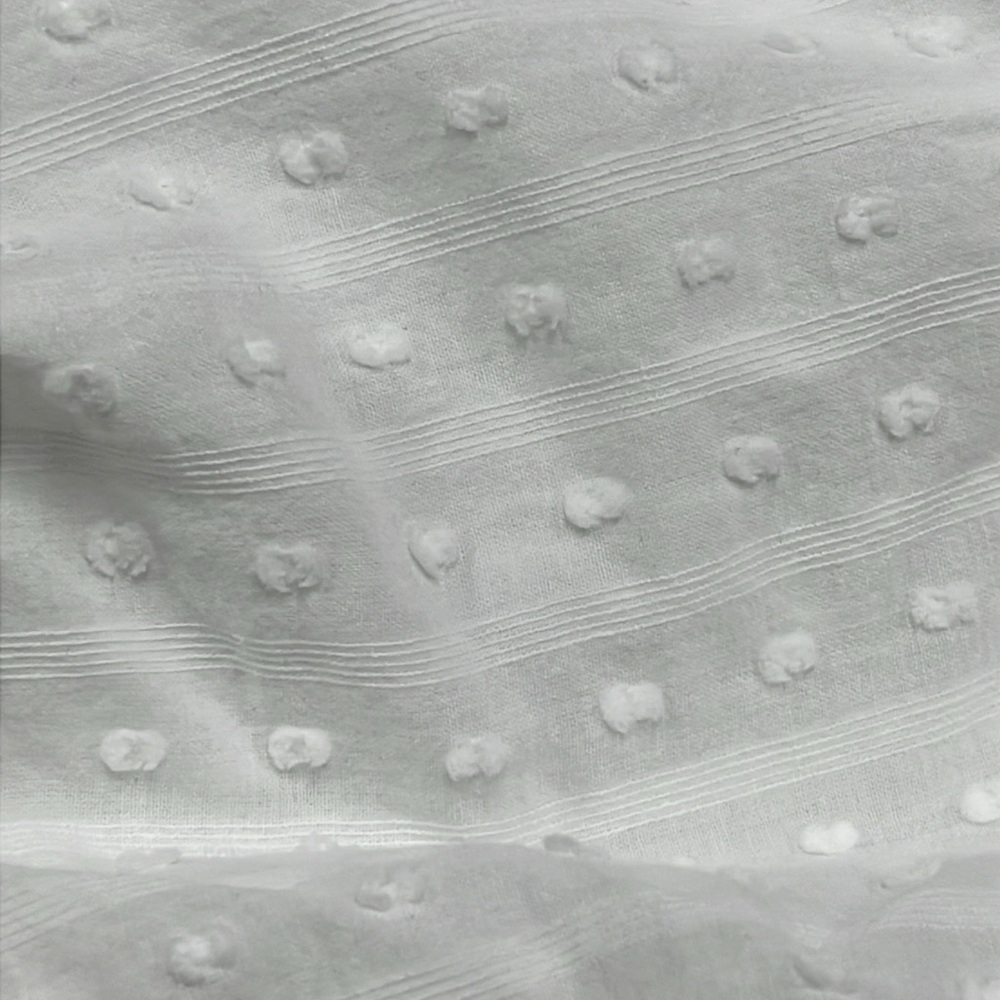 J CREW Boho Coquette 100% Cotton Swiss Dot Smocked Bodice Ruffle Trim WHT Top XL - Picture 7 of 15